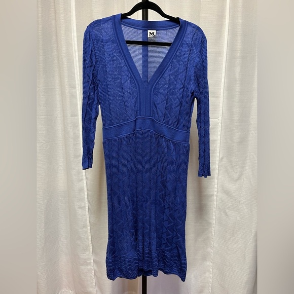 Missoni V-Neck knit dress in royal bluesize medium